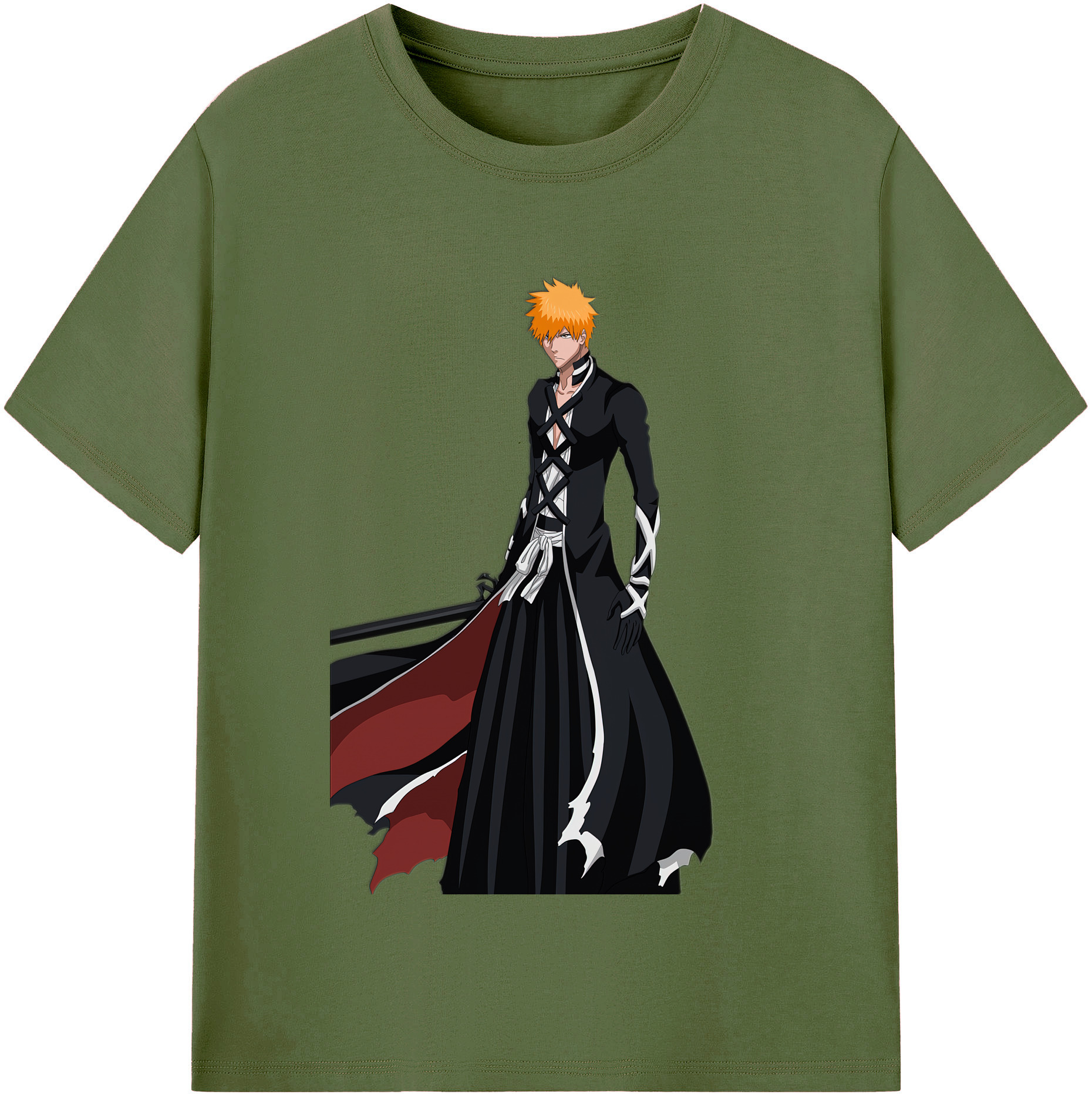 （画像用） ブリーチ 黒崎一護（くろさき いちご）BLEACH Kurosaki Ichigo 綿100％半袖Tシャツ（フロントプリント）